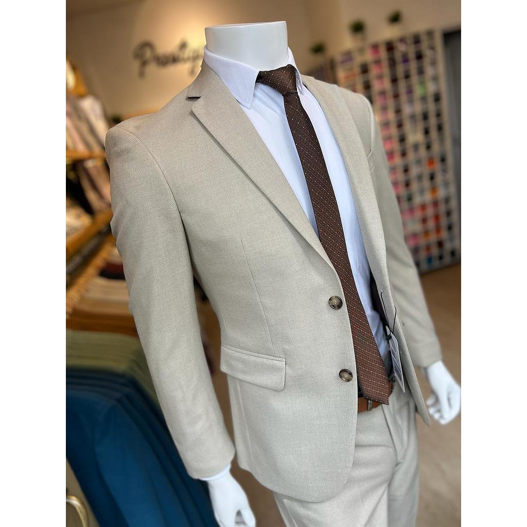 TRAJE BEIGE TEXTURIZADO